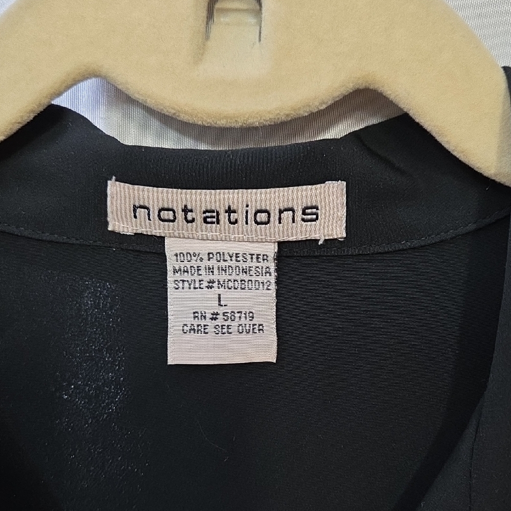 Notations Black Button-Front Blouse Large - Picture 2 of 5